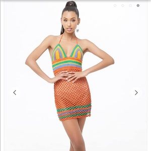 NWT Forever 21 	Crochet Open-Knit Halter Dress M